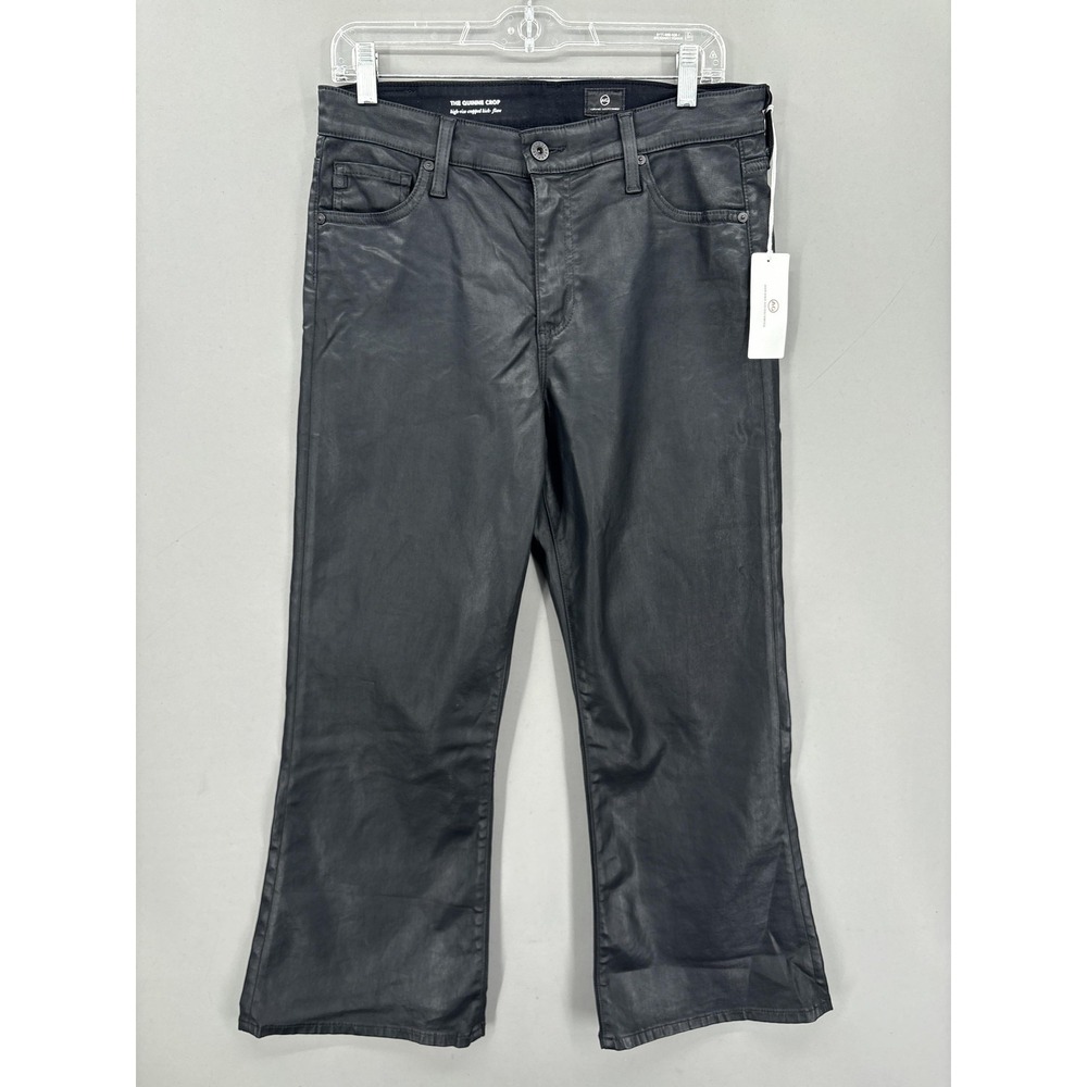 AG Adriano Goldschmied Jeans Womens 32 Black Quinne Crop High Rise‎ Flare USA